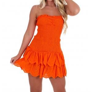 NEW BABY PINK team sport ruffle mini dress in orange
